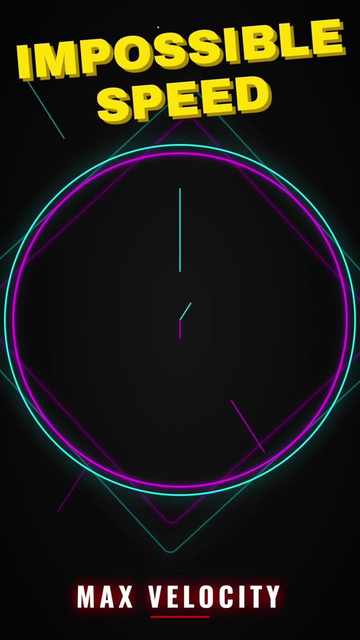 Neon velocity animation featuring glowing circular interface and futuristic speed typography on dark background creating energetic technology visuals