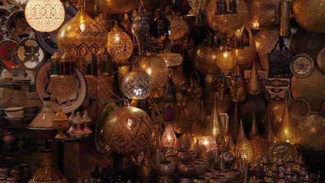 moroccan market with decorative lamps and crafts