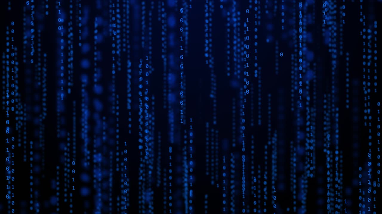 4k binary code falling numbers matrix fallig letters loop background animation abstract technology