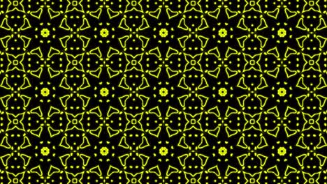 Abstract yellow geometric seamless pattern background. Abstract Stripes Kaleidoscope Loop. Fast Psychedelic Colorful Kaleidoscope VJ background. Disco Abstract Motion Background. Kaleidoscope effect