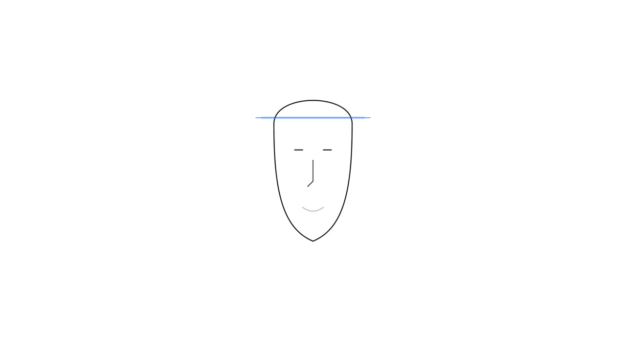 Animazione minimalista di un volto umano disegnato a linee