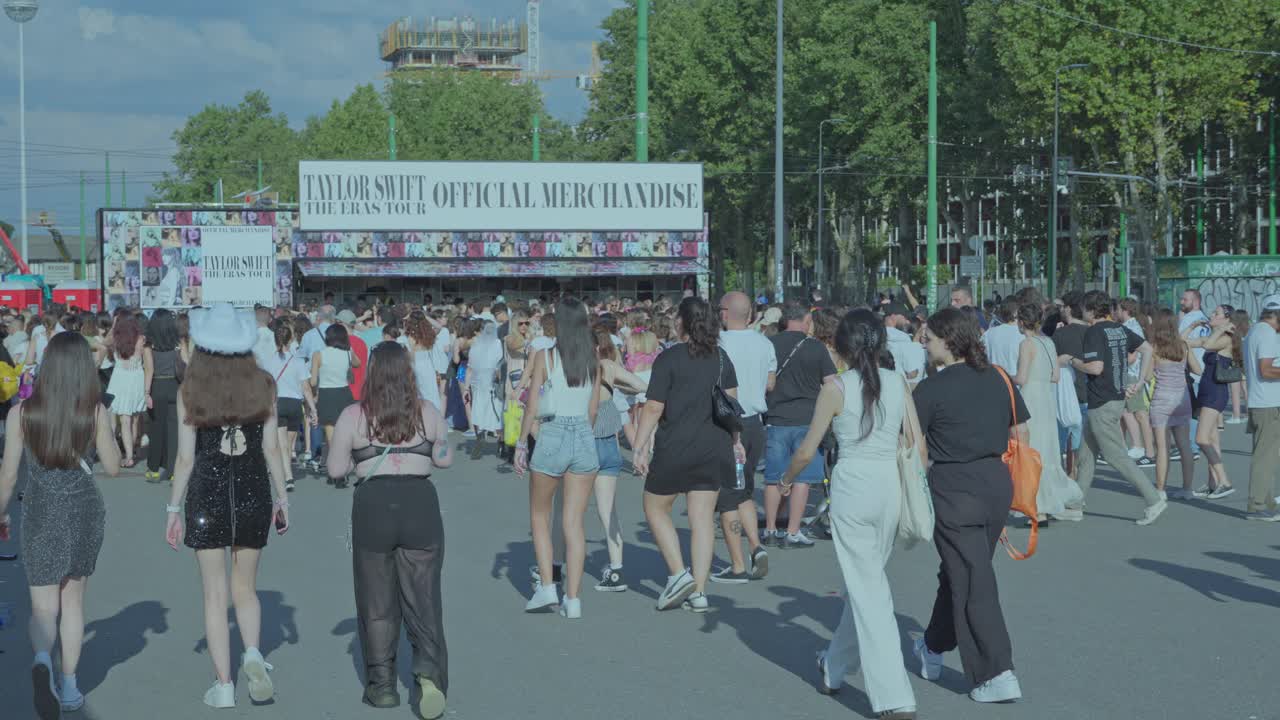Fans gathering for Taylor Swift The Eras Tour merchandise