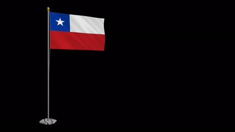 vídeo en bucle de la bandera de chile revoloteando en el viento, vídeo en cámara lenta de 4k, con canal alfa