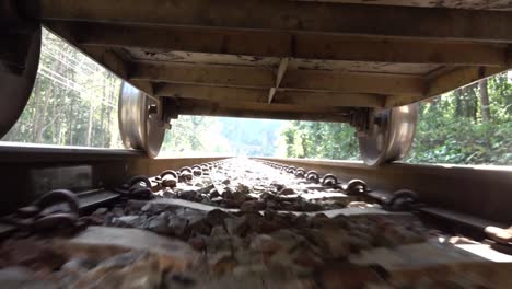 Close-Up-Footage-of-Riding-Over-The-Railway