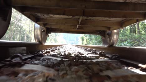 close up footage of riding over the railway