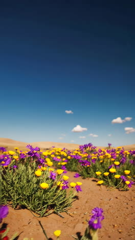 vibrant wildflowers in a desert landscape