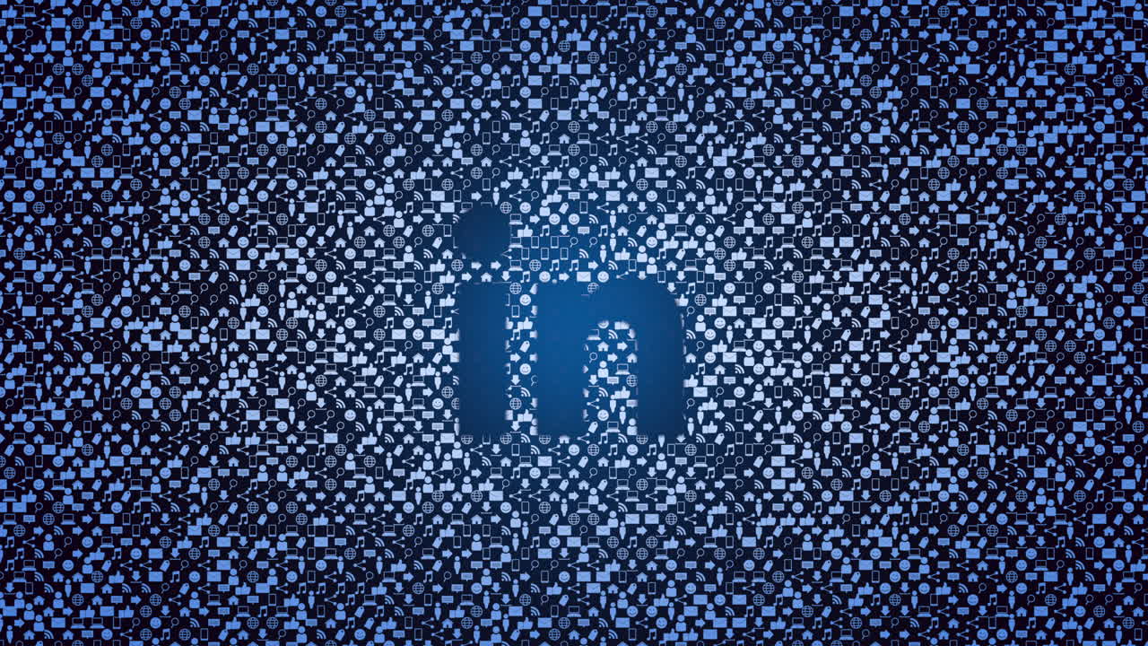 patrón de iconos sociales de linkedin en el fondo de la red