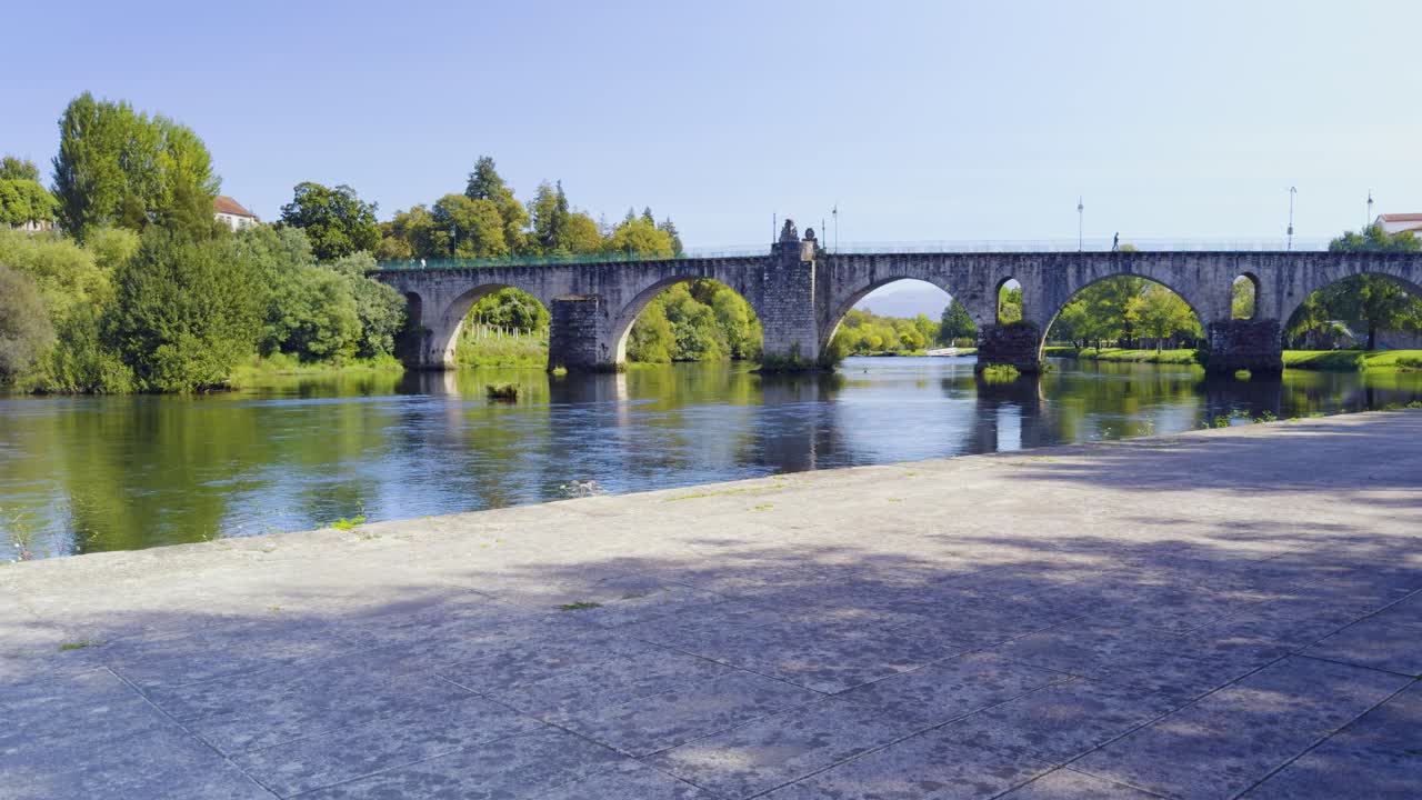 The roman bridge crossing the Lima river in Ponte da Barca