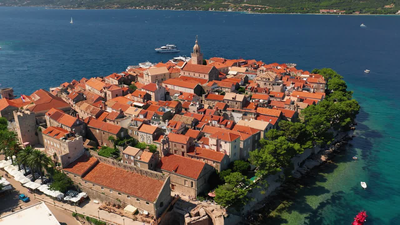 Letecký pohled na Korčulu, Chorvatsko.