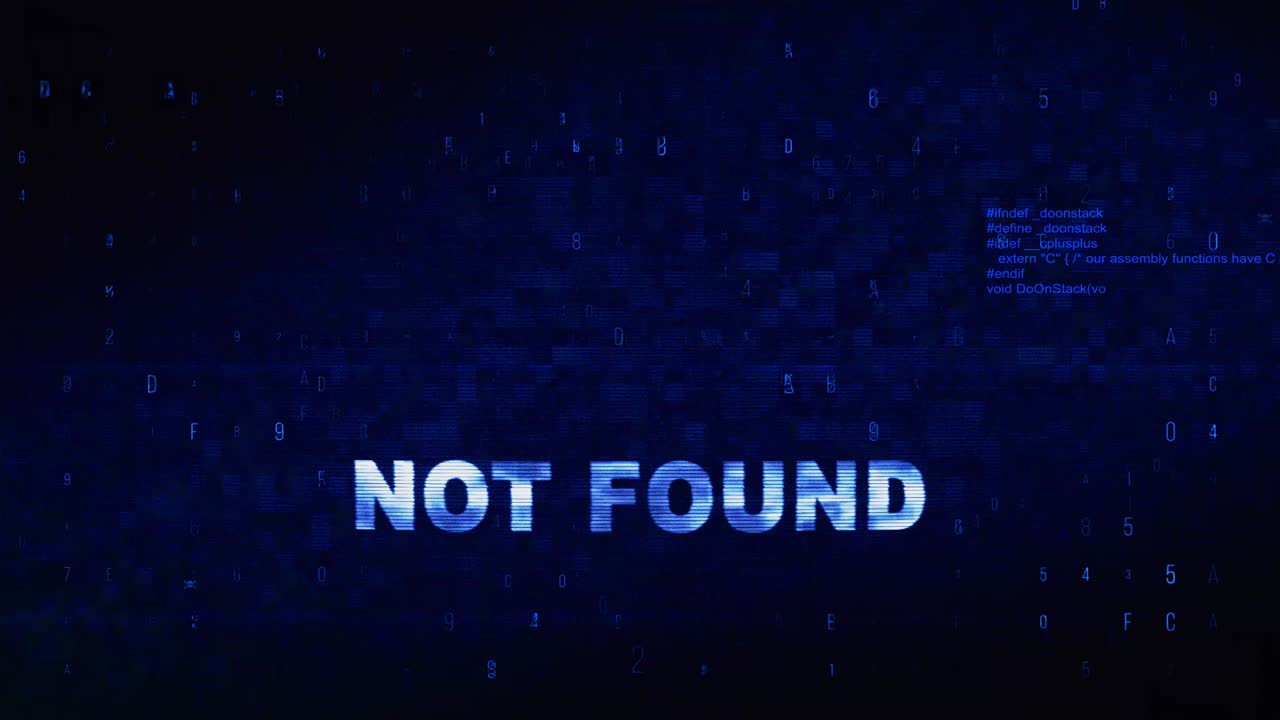 Not Found Error Message with Digital Glitch Effect