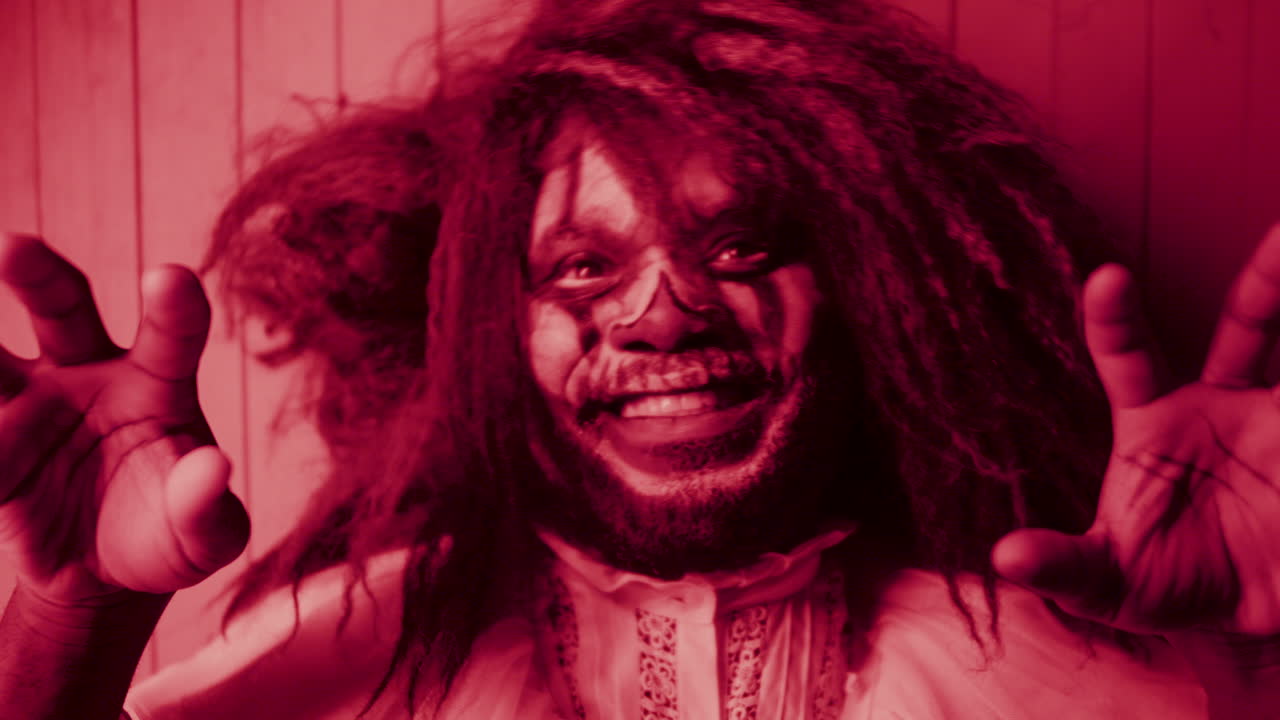 Man doing grimaces and shouting