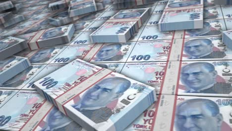 turkish lira money banknote pack loop animation