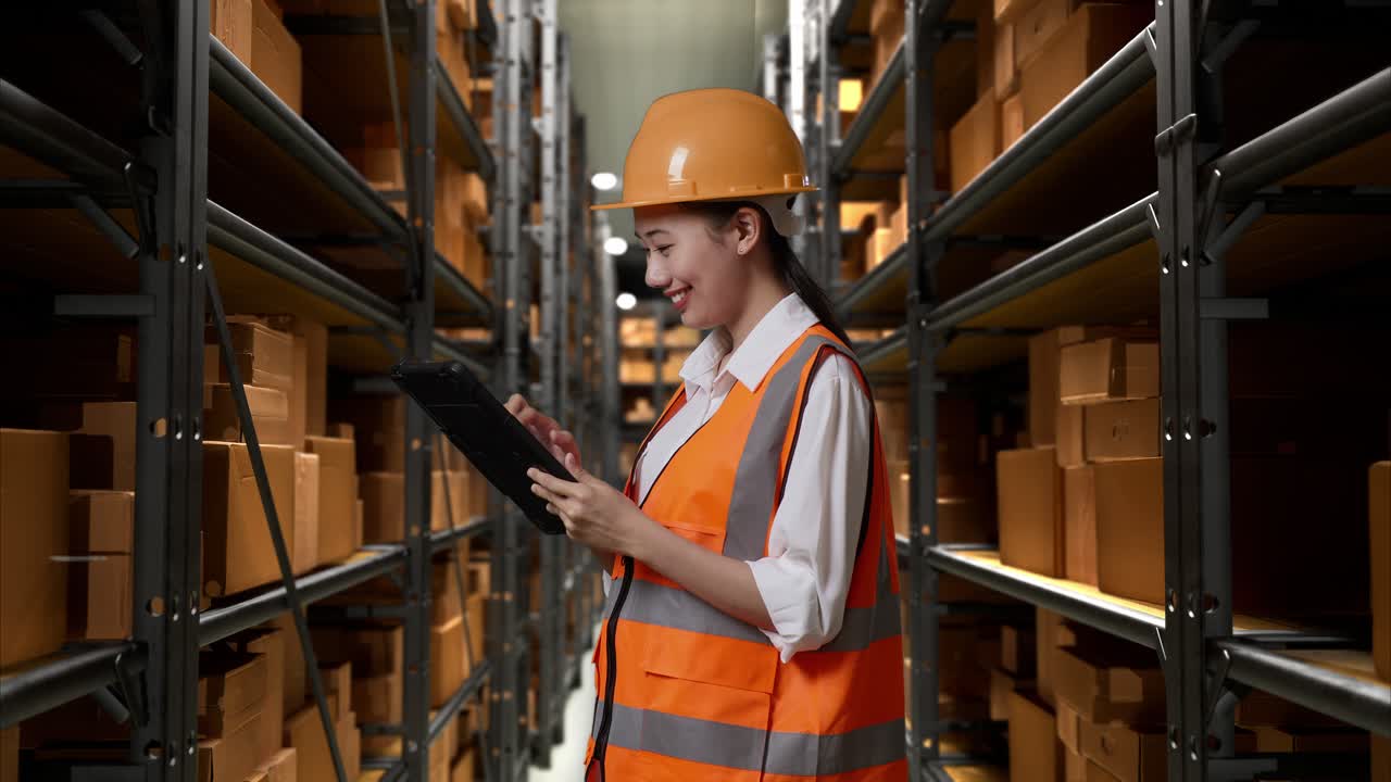 trabajador de almacén comprobando el inventario