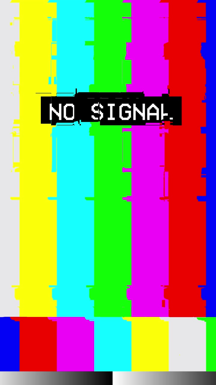 Vertical Video of Glitching No Signal TV Color Bars