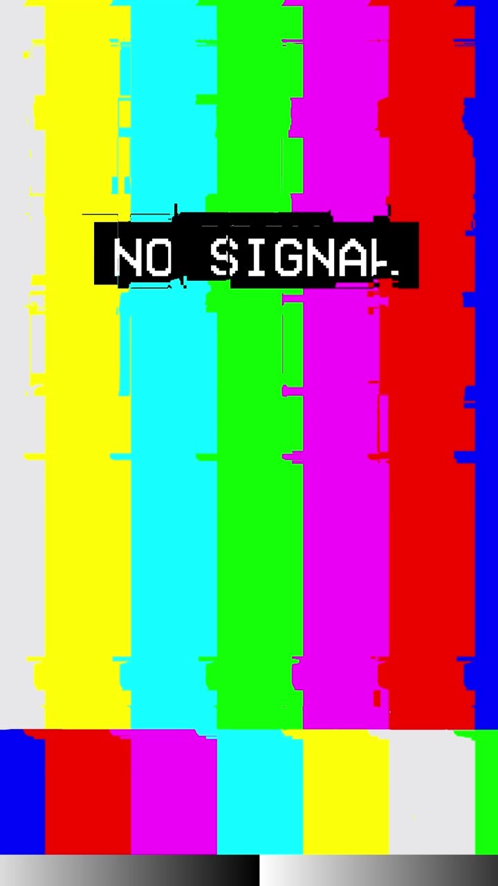 Vertical Video of Glitching No Signal TV Color Bars