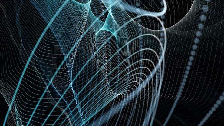 Futuristic animation with particle wave object in slow motion, 4096x2304 loop 4K