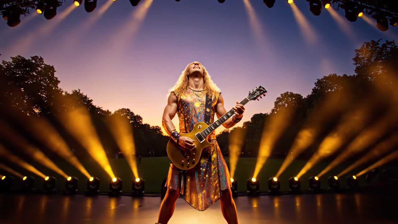 무대에서 라이브로 연주하는 기타리스트