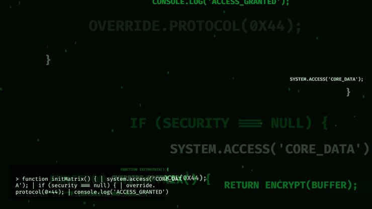 Computer Code Typing on Dark Screen Background