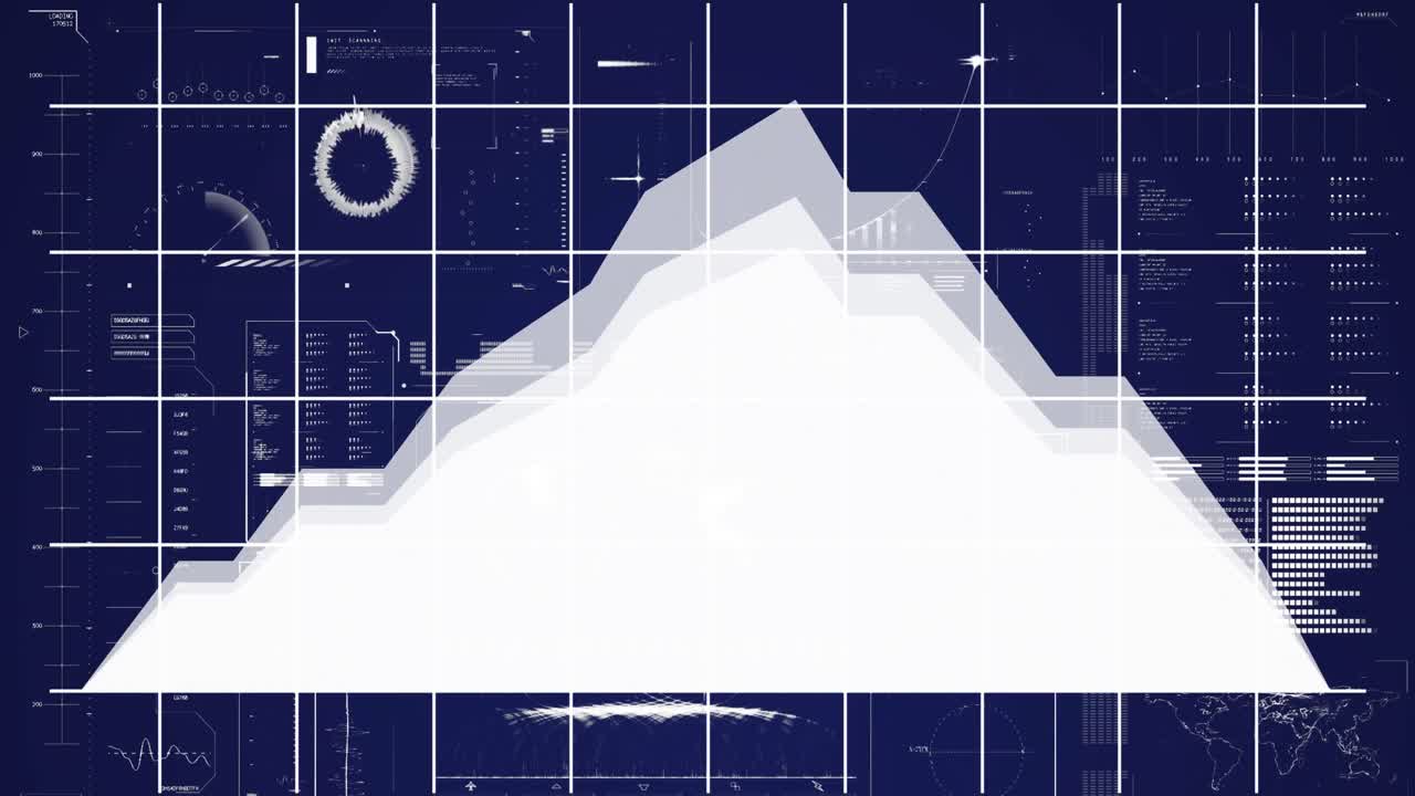 인포그래픽 인터페이스의 애니메이션과 어리 산의 그리드 패턴
