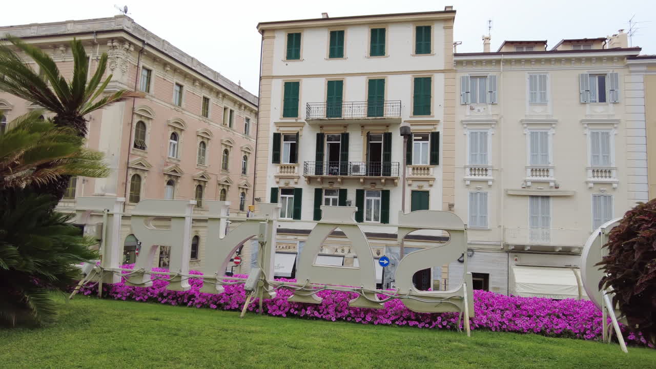 Buildings in a square in Sanremo, Italy