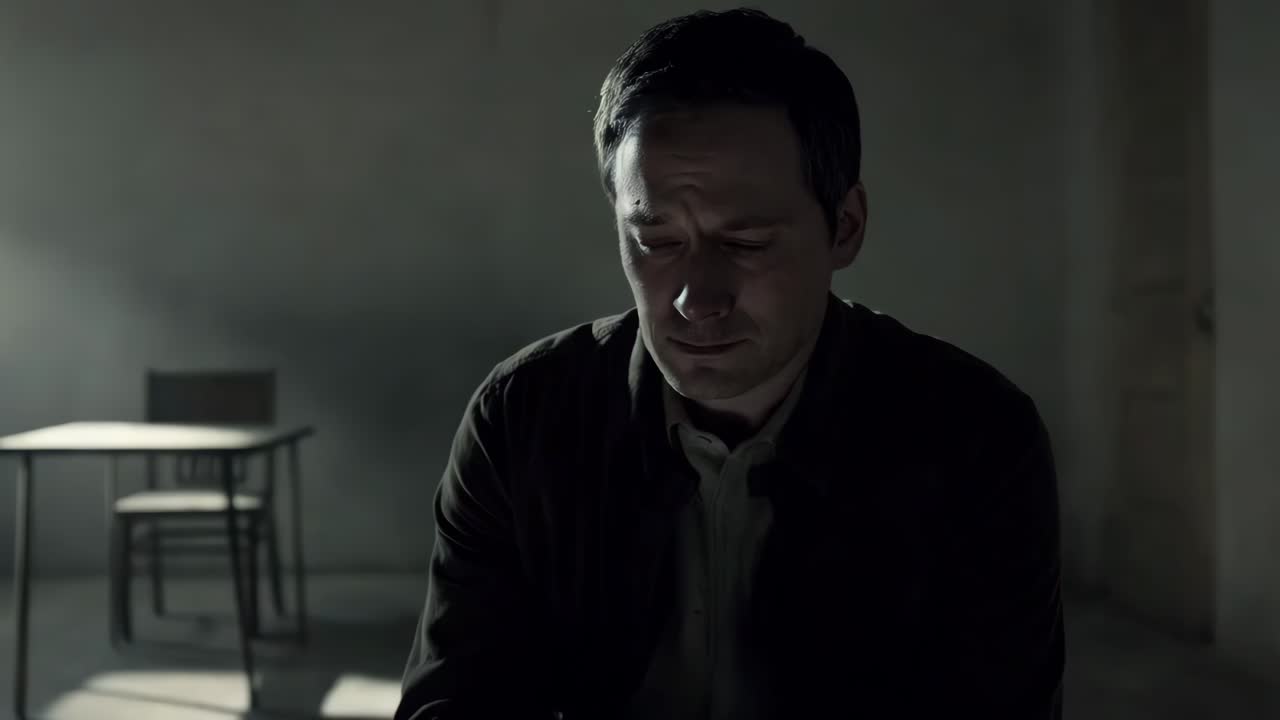 어두운 방에서 울고 있는 남자