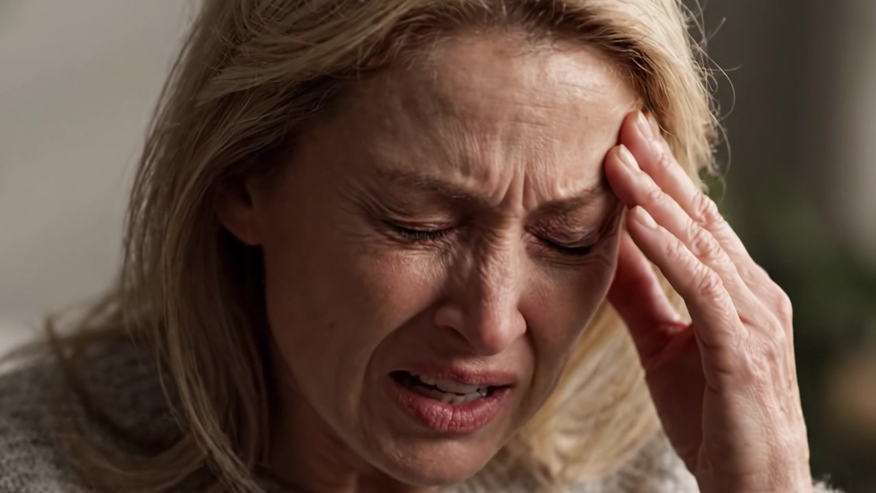 Um Retrato Emocional de Angústia: Capturando uma Mulher em um Momento de Vulnerabilidade e Reflexão, Expressando Sentimentos Profundos de Tristeza e Dor em Dois Quadros Poderosos