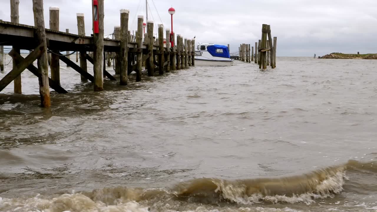 Panning shot of the small harbour from Rantum, sylt