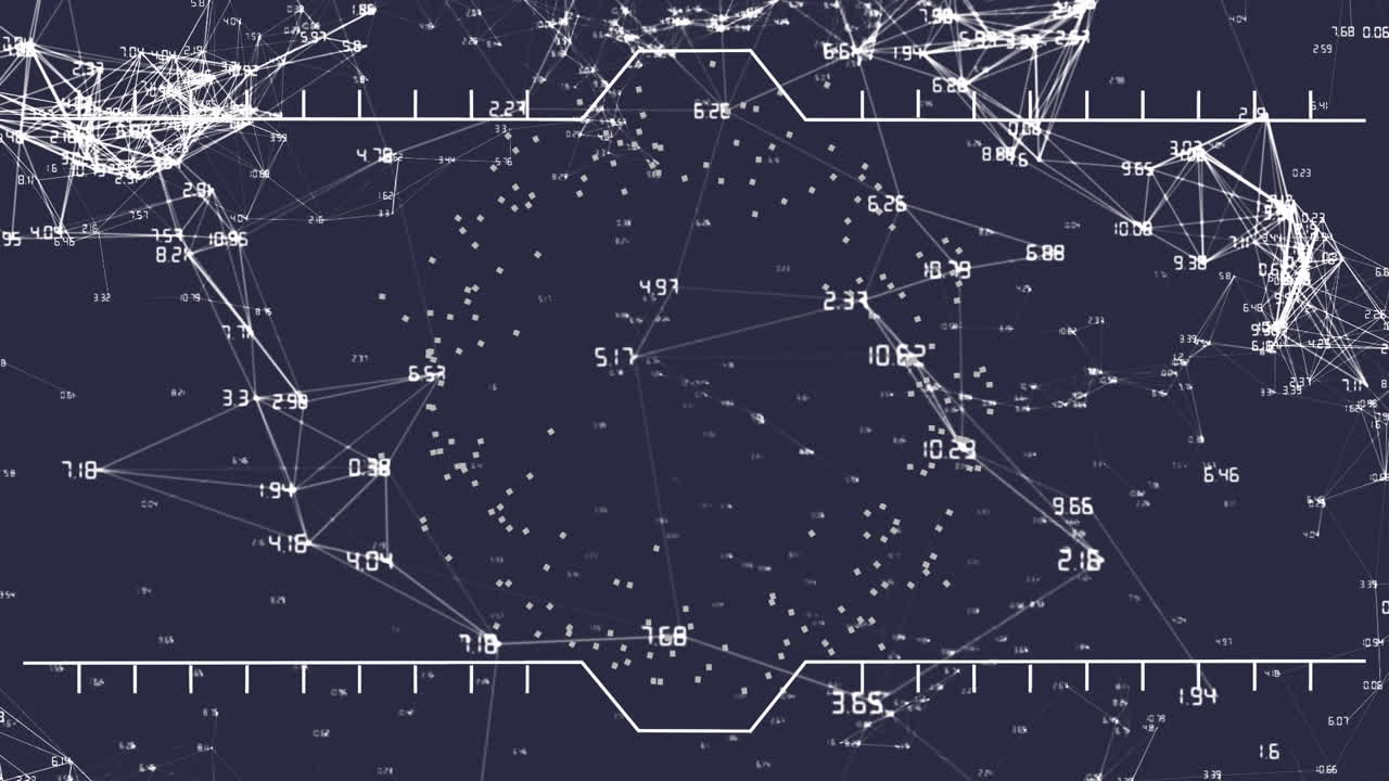 지구를 형성하고 회전하는 연결 네트워크의 애니메이션