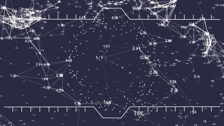 Animation of networks of connections forming a globe and spinning