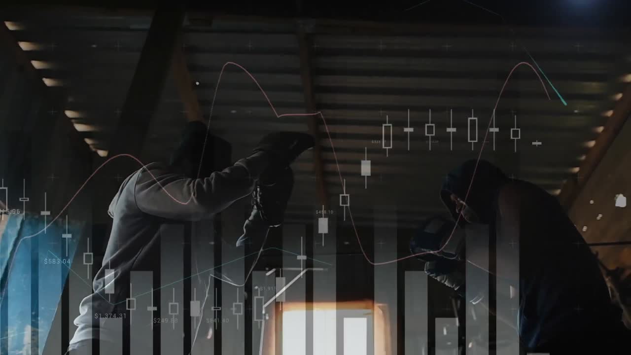 Animation of data processing and statistics with male athlete boxer