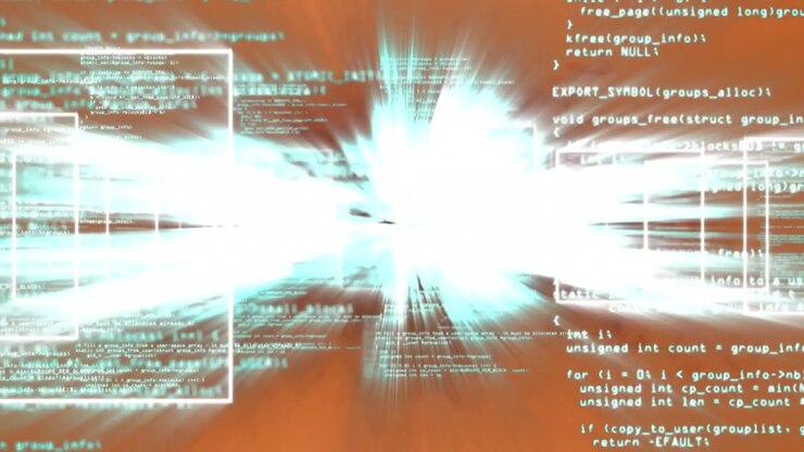 Animazione di elaborazione dati del computer su uno sfondo luminoso