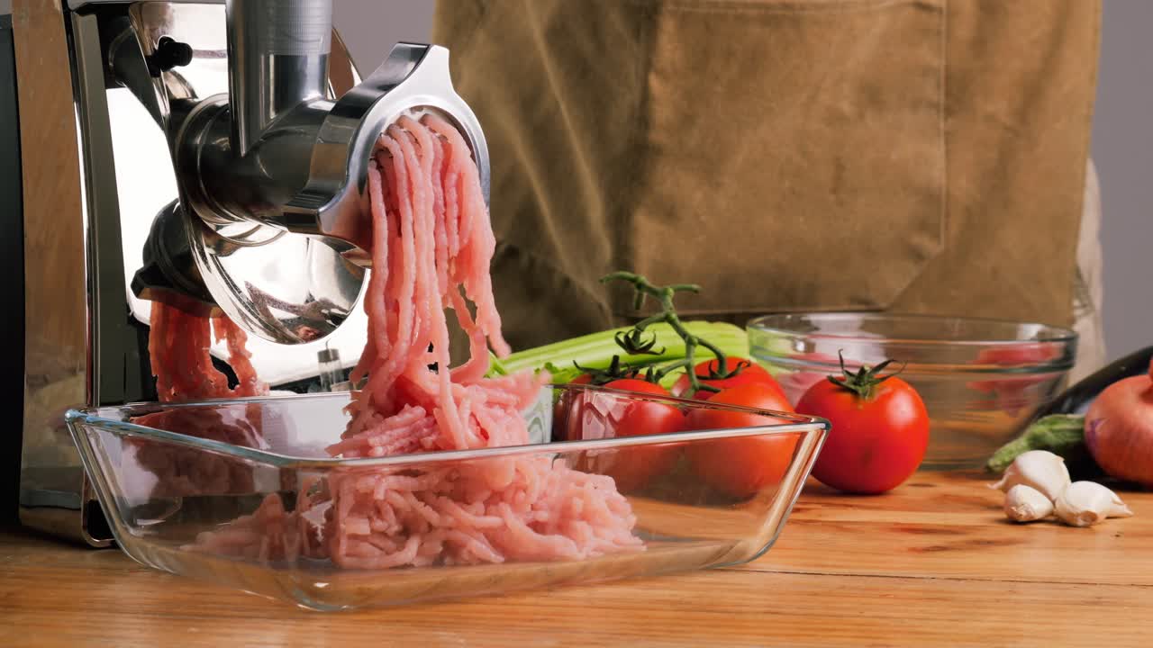 Making Minced Meat with a Meat Grinder