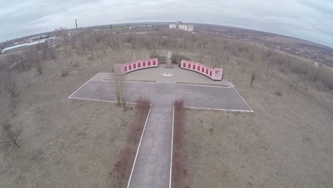 monument devoted to the great patriotic war aerial view