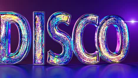 colorful and shiny disco lettering featuring a glitter effect against a vibrant background, capturing the essence of music and entertainment for various creative projects