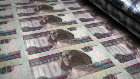 billetes de moneda de la libra egipcia que imprimen en bucle sin costuras