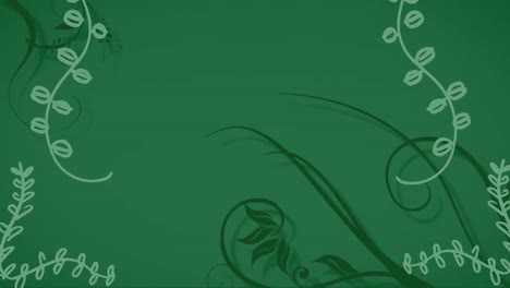 animación de hojas verdes sobre un fondo verde