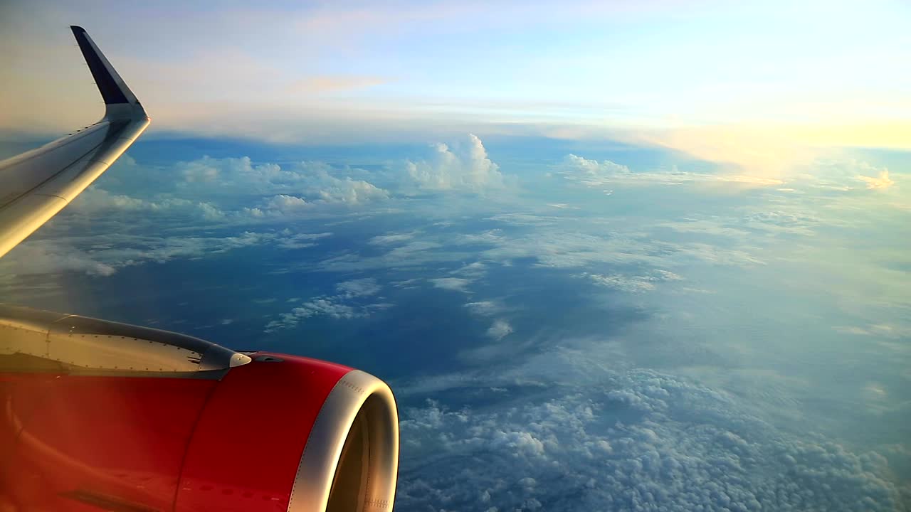 beautiful morning sky view through commercial air plane windows