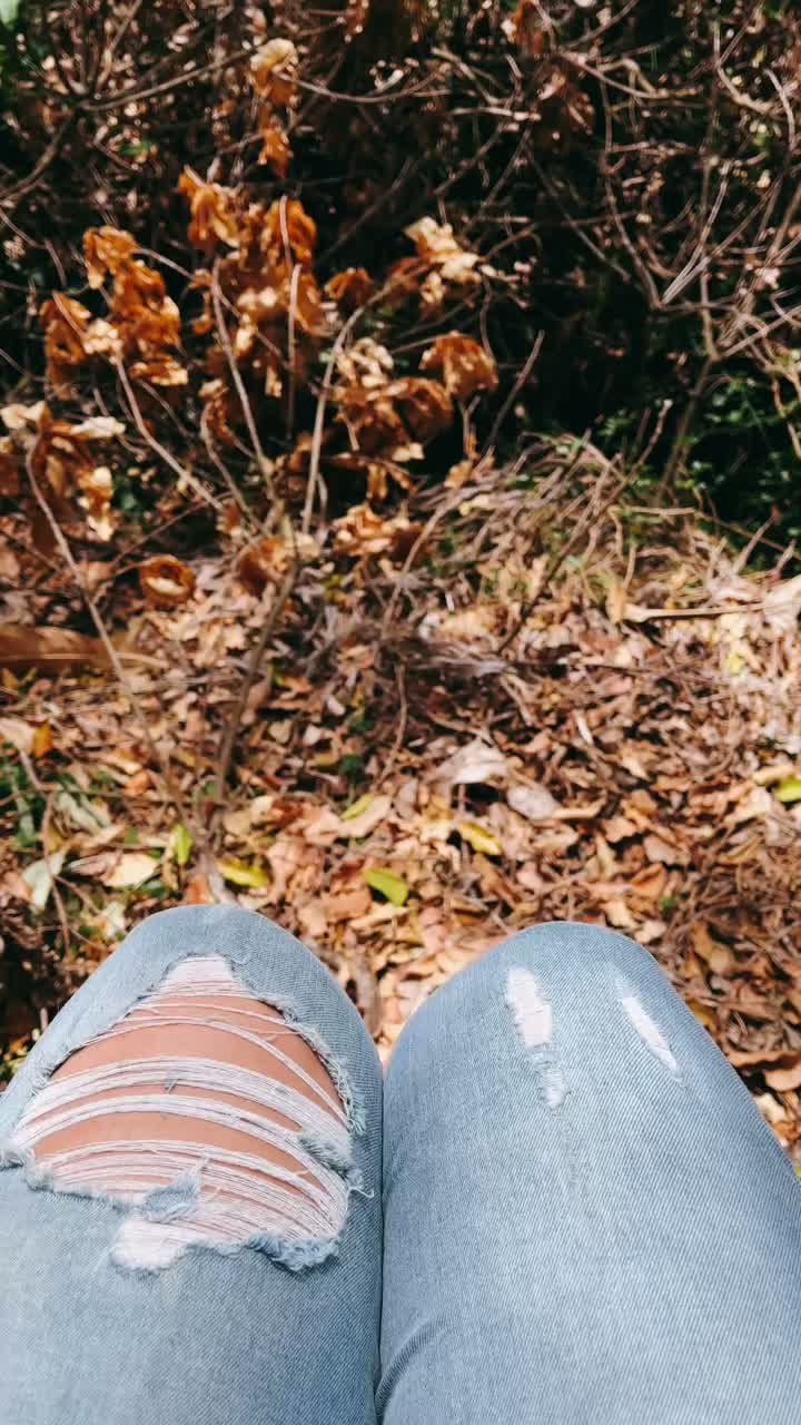 Barefoot in the Woods Wearing Ripped Jeans
