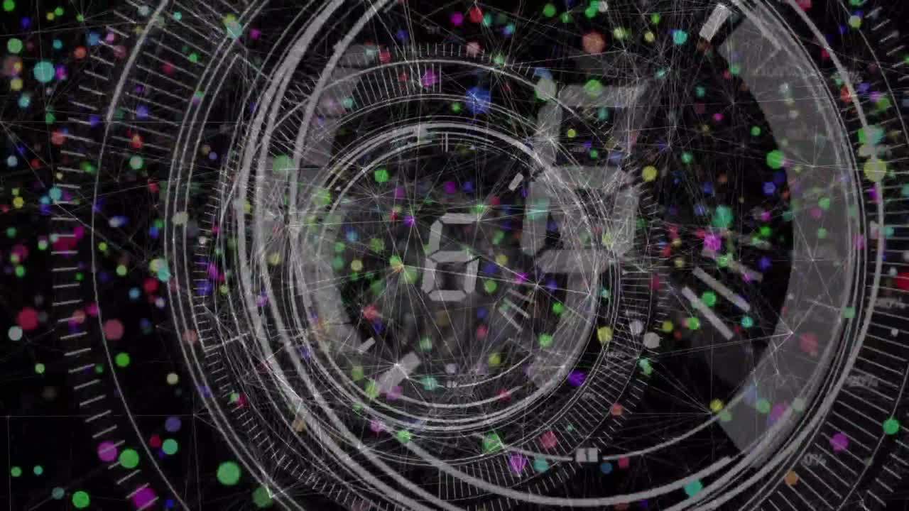 Animation of connections and counting on black background