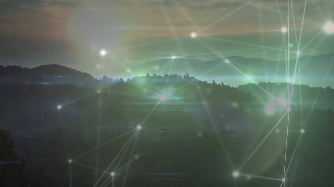 animación de la red de conexiones sobre el paisaje