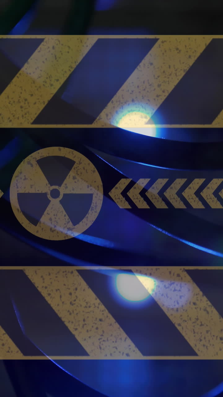 animación del símbolo nuclear sobre la sala del servidor