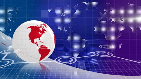 animación de la red de conexiones sobre el globo y el mapa del mundo en fondo azul