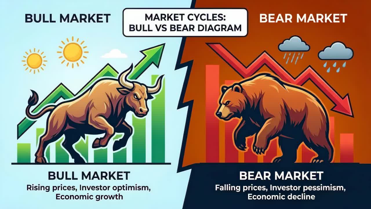 Bull Market vs. Bear Market: Market Cycles Diagram | Premium Stock ...