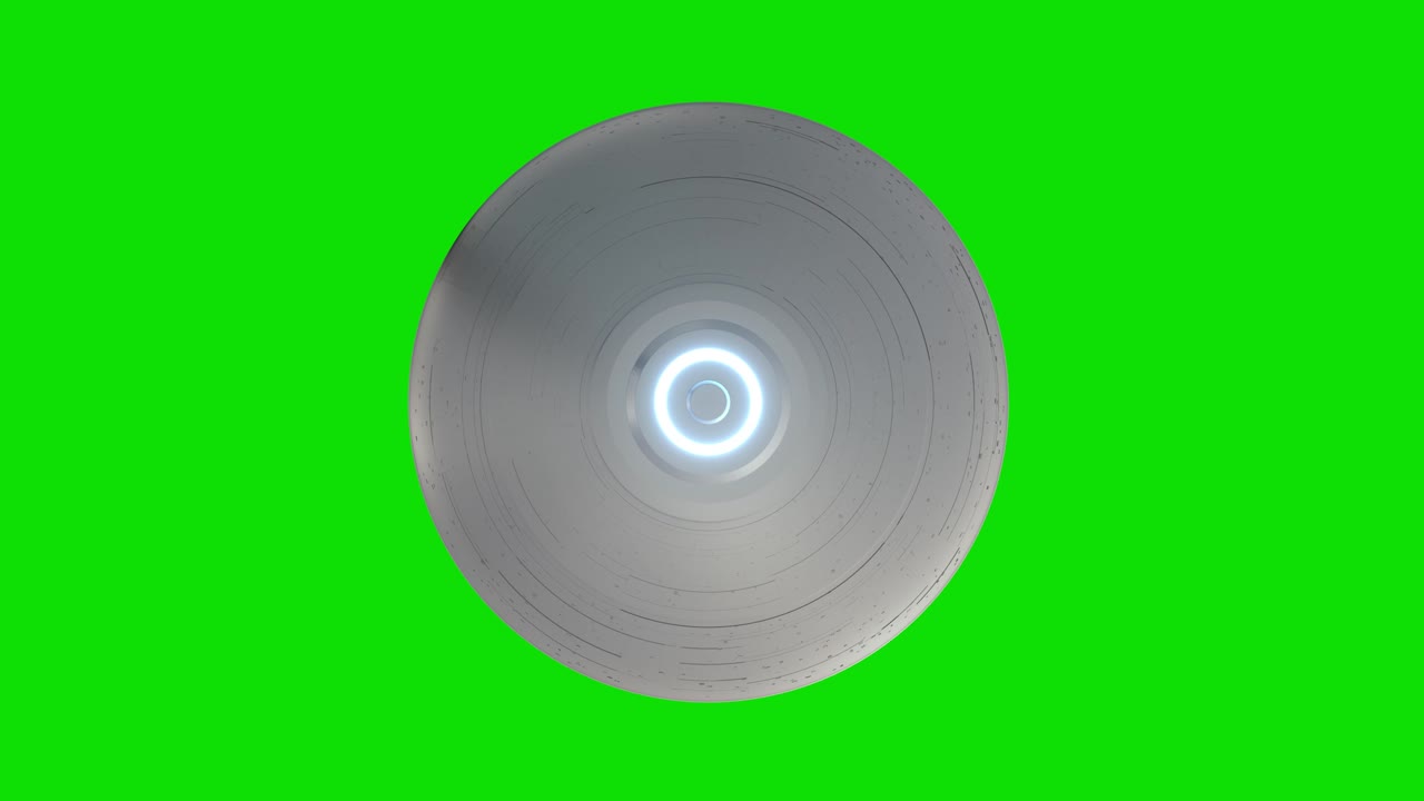 Flying saucer isolated on green screen. UFO. Top view. 4K animation