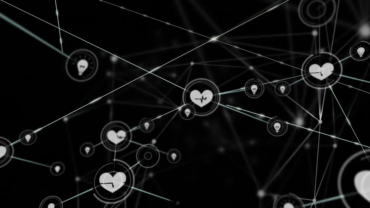 animación de la red de conexiones sobre un fondo oscuro