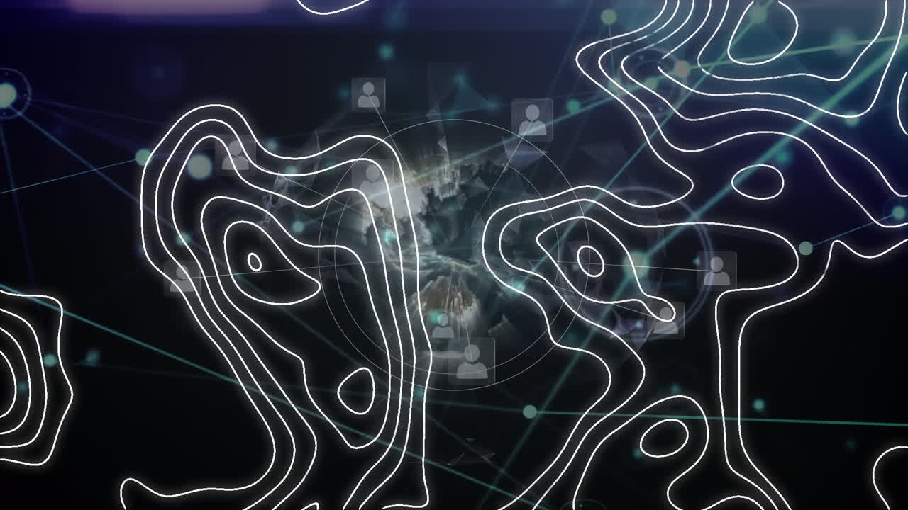 animación de líneas blancas en movimiento y red de conexiones