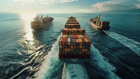 container ships at sea