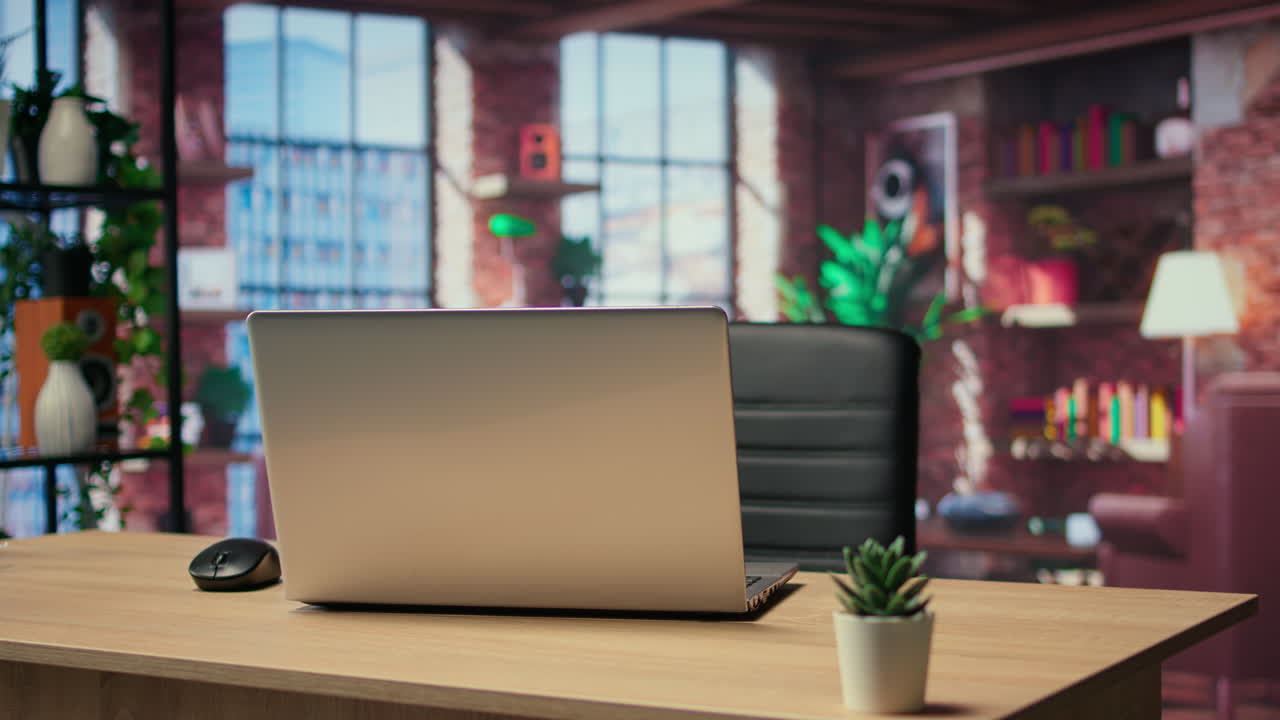 프리랜서로 사용되는 사무실 책상과 함께 빈 현대적인 스튜디오 아파트