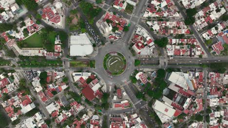 drone video of "la minerva" monument and rundabout with its surroundings