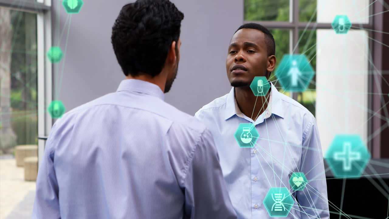 사무실에서 다양한 사업가들과의 연결 네트워크의 활성화